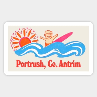 Portrush - Irish Retro Surf Gift Design Magnet